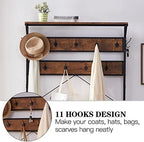 3-in-1 Entryway Coat Rack,Vintage Industrial Hall Tree 72 Inch with Storage Bench and Coat Racks Entryway Storage Shelf Organizer with 9 Hooks， Large Size, Wood Look Accent Furniture with Metal Frame - Image 4