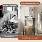 Over The Toilet Storage Cabinet,24" W Bathroom Organizer, White - Image 5