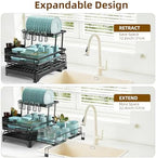 AULEEP 2-Tier Foldable Dish Drying Rack for Kitchen Counter Over the Sink - Image 2