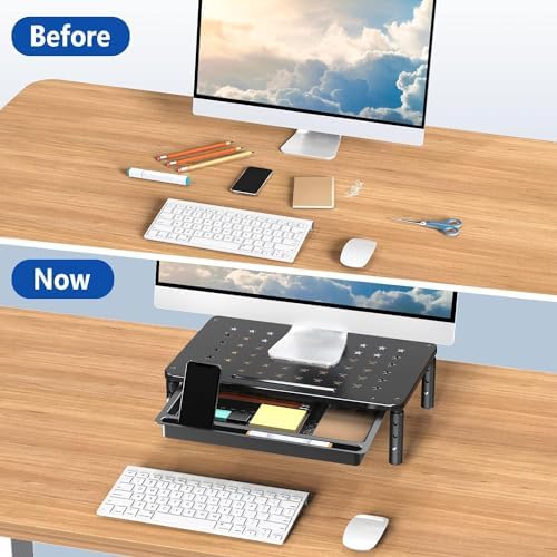 Zimilar 2 Pack Monitor Stand Riser with Drawer, 3 Height Adjustable - Image 6