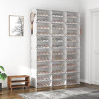 ROJASOP Portable Shoe Rack Organizer with Door, 72 Pairs White Shoe Storage Cabine Covered Shoe Rack Shoe Organizer for Closet Entryway Garage Closed Shoe Rack Organizer Cabinet with Doors - Image 2