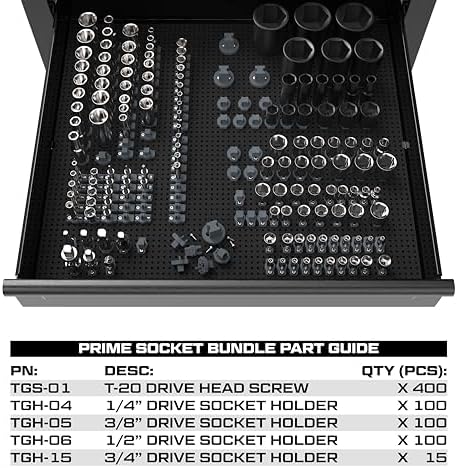 Prime Socket Bundle - Modular Socket Organizer & Tool Box Organizer, Wall Panel Tool Organization System - BLACK - Image 3