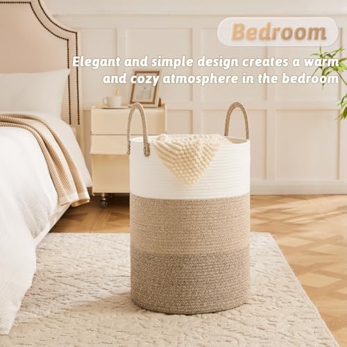 Artfeel Laundry Basket,Woven Cotton Rope Laundry Hamper,80L for Decorative Storage of Dirty Clothes,Toys and Blankets in Bathroom,Bedroom and Living Room - Image 4