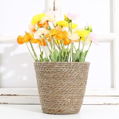 Hemoton Rattan Planter Basket Wicker Plant Flower Pot 8.7 Inch Seagrass Woven Indoor Planter for Home Decor and Succulent Plants - Image 7