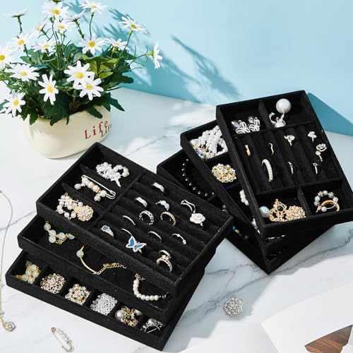 Junkin 18 Pcs Stackable Jewelry Drawer Organizer Inserts Black - Image 5