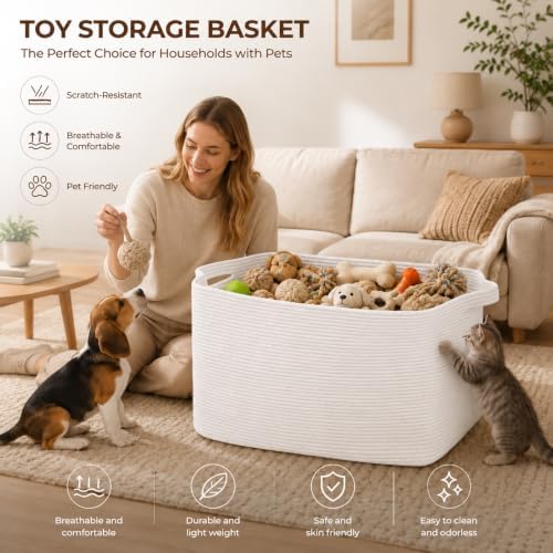 OIASKET 95L Extra Large Blanket Basket, 24" x 16.9" x 14.2" Woven Basket - Image 3
