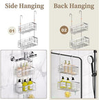DELLAN Hanging Shower Caddy, 2-Tier Shower Rack with Hooks Over the Door - Image 3
