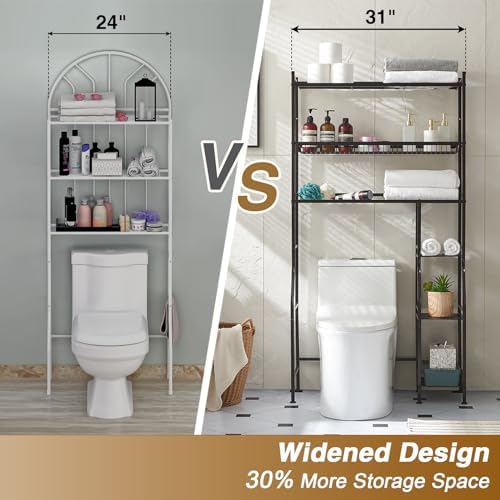 Lauren&Harold 6-Tier Over The Toilet Storage with Side Rack Black - Image 4