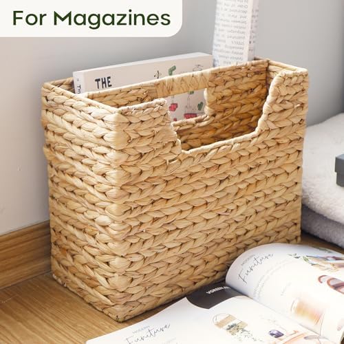 Chi An Home Wicker Magazine Basket Water Hyacinth Handwoven Magazine Holder - Image 3