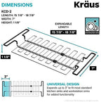 Kraus Multipurpose Stainless Steel Kitchen Sink Large Drying Rack, Sponge Holder, Sink Caddy with Towel Bar, Expandable 15 7/8 in. to 18 7/8 in., KCD-2 - Image 3