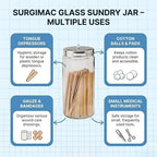 SurgiMac Glass Sundry Jar with Lid, 4 x 8.5 inch, Clear Storage Container, Compact & Durable, for Cotton Balls & Supplies | 6 Count - Image 4