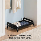Anji Mountain Heavy Duty Waterproof Wooden Shoe Storage Mat Organizer/Boot Storage Tray Multi Use for Entryway with Coir, Blue and Ivory Insert, 1 Tier, Fits 2 Pair (26.5" Wide) - Image 5