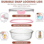 Razab 30 PC Glass Food Storage Containers with Lids - Reusable Glass Meal Prep Containers for Lunch and Leftovers - Airtight & Leakproof Snap Locking Lids - Oven, Freezer, Microwave, Dishwasher Safe - Image 3