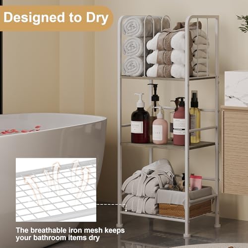 3-Tier Freestanding Towel Racks for Bathroom, White Towel Rack Stand - Image 3