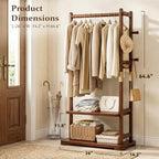Taitiy Coat Rack Solid Wood Clothes Rack Storage 2 Shelves 5 Hooks - Image 2