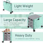 FELICON Folding Utility Cart Rolling Crate Handcart Basket Tote-Green+Gray - Image 6