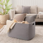 OIAHOMY 118L XXXLarge Rope Storage Basket, Oversized Blanket Basket Grey - Image 2