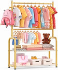 Kids Clothing Rack 2 Tier Baby Closet Gold Toddler Dress up Racks by ZHKINGGS
