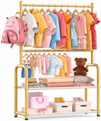 Kids Clothing Rack 2 Tier Baby Closet Gold Toddler Dress up Racks by ZHKINGGS