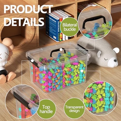 Quickquick 12 Quart Clear Plastic Latching Storage Bin with Handle, 4 Packs - Image 4