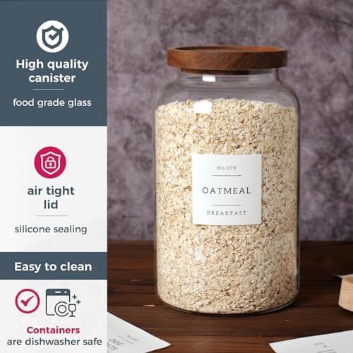 CZSZYGHBAO 2 PCS Large Glass Jar with Airtight Lid, Glass Food Storage Jars for Tea,Spice,Cereal, Egg,Flour,Coffee and More(98 FL OZ/2800 ml) - Image 6