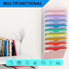 10 Pockets Hanging Wall File Organizer Mail Holder, Wall Mounted Paper Document Folder Holder, Clipboard Storage Organization Magazine Rack, White - Image 6