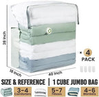 TAILI Vacuum Storage Bags 4 Pack, Extra Large Cube (40x28x18x18 Inch),Cream - Image 2