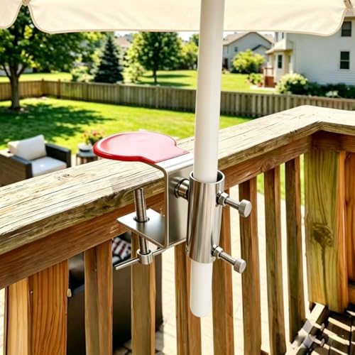 Stainless Steel Patio Umbrella Holder, 360° Adjustable Clamp - Image 2