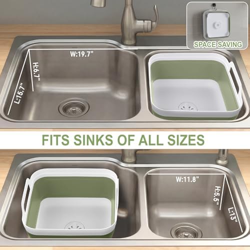 Yecuip Collapsible Baby Bottle Wash Basin w/Drying Rack & Drain Plug, Green - Image 5