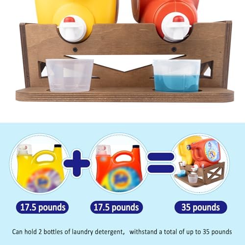 Laundry Detergent Holder,Can Hold 2 Bottles of Laundry Detergent,Holds up to 35 lbs.Wooden,Retro,Honourable (material:plywood) - Image 3