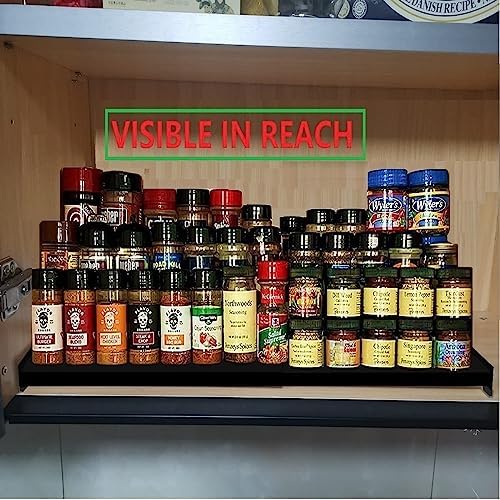 Jojocross Spice Rack Organizer for Cabinet, 3 Tier Expandable Spices Storage, Great for Kitchen Cabinets, Cupboard,Pantry and Countertop More 1 Pack/Black - Image 3