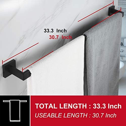 KOKOSIRI 32-Inch Single Towel Bar, Bathroom Kitchen Towel Holder, Wall Mounted SUS304 Stainless Steel Towel Rack, Matte Black, B4003BK-L32 - Image 3