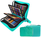 YOUSHARES 200 + 16 Slots Pencil Case & Extra Pencil Layer Holder - Bundle for Prismacolor Watercolor Pencils, Crayola Colored Pencils, Marco Pens and Cosmetic Brush (216 slots Green) by YOUSHARES