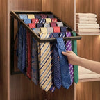 Wall Mounted Tie Rack Organizer, Metal Tie Rack Holds Up to 58 Ties, Adjustable Angle Tie Holder for Closet,Tie Organizer Wall Mounted, Suitable for Ties, Scarves and Belts Organization (Black) - Image 7