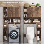 Over the Toilet Storage Cabinet, Freestanding Storage Cabinet Over Toilet, Bathroom Storages Organizer Cabinets with Toilet Paper Holder Stand and Adjustable Shelf, Walnut - Image 6