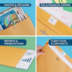 Blue Summit Supplies 100 10" x 13" Kraft Clasp Envelopes, Gummed Seal - Image 3