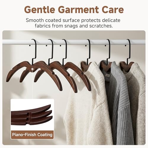 StorageWorks Wooden Hangers 12 Pack, Space Saving No Bump Hangers, Walnut - Image 4