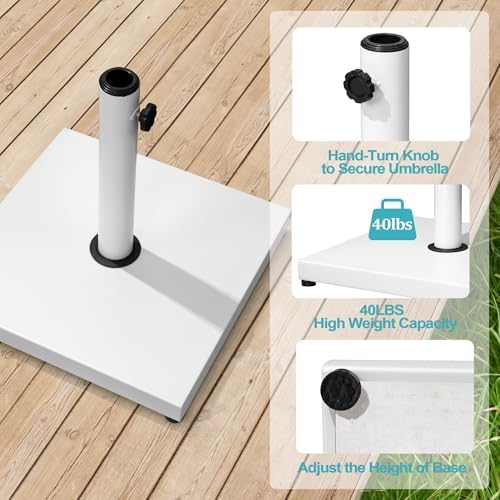 Outdoor Umbrella Base, 43lbs Heavy Duty White Umbrella Stand - Image 6