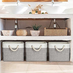 meekoo 8 Pack Fabric Storage Bins Baskets, 17 x 12 x 15 in, Gray White - Image 6