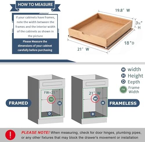 Pull Out Cabinet Drawers - 6x2 Size Options (12-23'W,18-21'D), Pre-Assembled with Soft Close Slides, Solid Beechwood, Easy Installation(21'W x 18'D) - Image 2