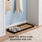 Anji Mountain Heavy Duty Waterproof Rubber Shoe Storage Mat Organizer/Boot Storage Tray Multi Use for Entryway with Coir, Tan and Blue Insert, Fits 3 Pair (34.5" Wide) - Image 5