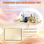 Salon Tray on Wheels, Champagne Gold Salon Rolling Tray, Adjustable Height - Image 2