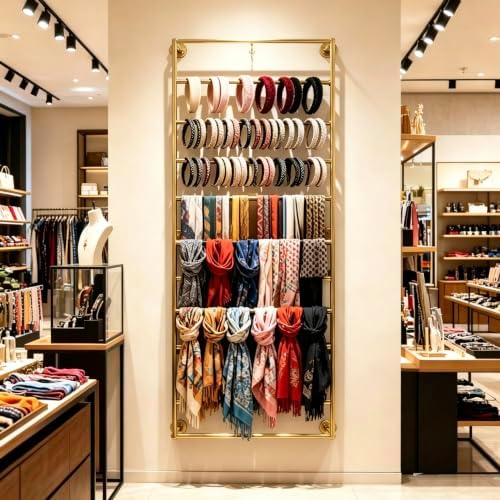 10 Tier Scarf Display Rack Tie Hijab Ribbon Organizer Gift Wrap Paper Holde - Image 3