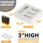 SpaceAid Bag Storage Organizer for Kitchen Drawer, Bamboo Organizer, Compatible with Gallon, Quart, Sandwich and Snack Variety Size Bag (1 Box 4 Slots), White - Image 3
