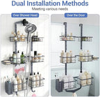 Extra Large Shower Caddy Hanging, Rust-Resistant Shower Organizer Hanging,3 Tier Height-Adjustable Over the Head Caddy,Rack with Soap Basket (Gray) - Image 3