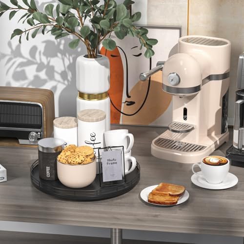 Oroyutor 13-Inch Oak Lazy Susan Spice Organizer, Black Finish - Image 4