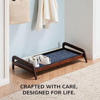 Anji Mountain Heavy Duty Waterproof Wooden Shoe Storage Mat Organizer/Boot Storage Tray Multi Use for Entryway with Coir, Blue and Ivory Insert, 1 Tier, Fits 3 Pair (36.5" Wide) - Image 5