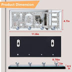 SHYFOY Sparkly Mirrored Key Holder Key Hanger with 4 Clear Crystal Hooks - Image 2