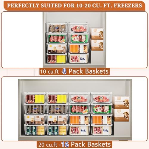 Large Freezer Organizer Bins for 10 to 20 Cu.Ft,4 Pack , Leak-Proof Bottom - Image 4