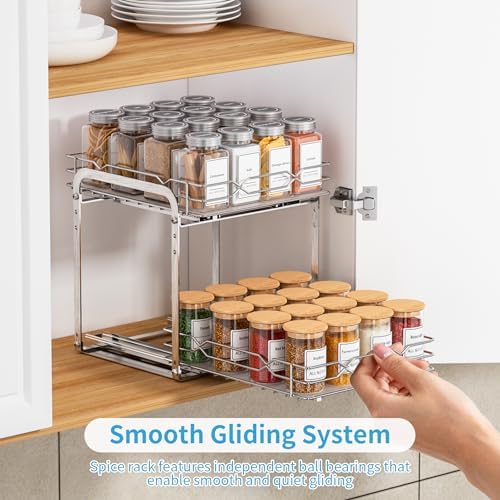 BOIVSHI Pull Out Spice Rack, 9.25" W x 10.39" D x 9.76" H - Image 3